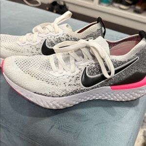 Nike White and Gray Sneakers with Pink Accents